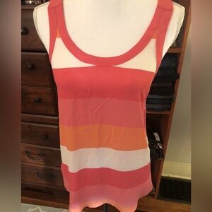 Express Colorful Striped Tank Top - Coral, Orange, White